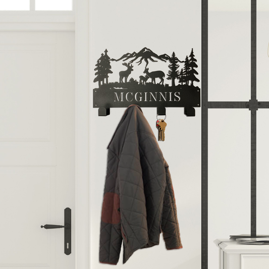 Riverside Designs-Deer Scene Monogram Wall Hanger-Metal Wall Art Décor